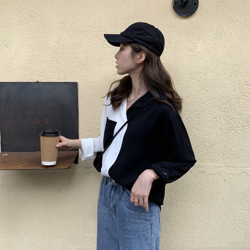 Áo sơ mi SUXI tay dài dáng rộng trẻ trung phong cách Hàn Quốc cho nữ