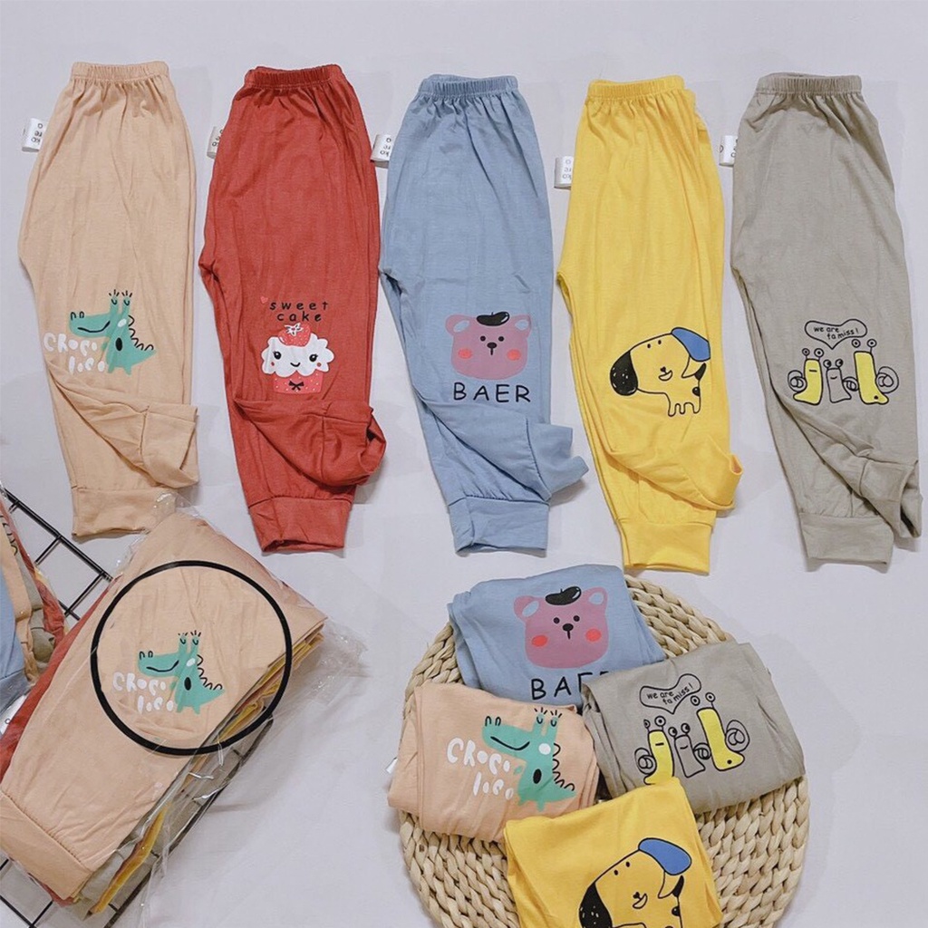Quần dài cho bé trai bé gái LYBABY quần chục chất thun lạnh mềm mát QCD07