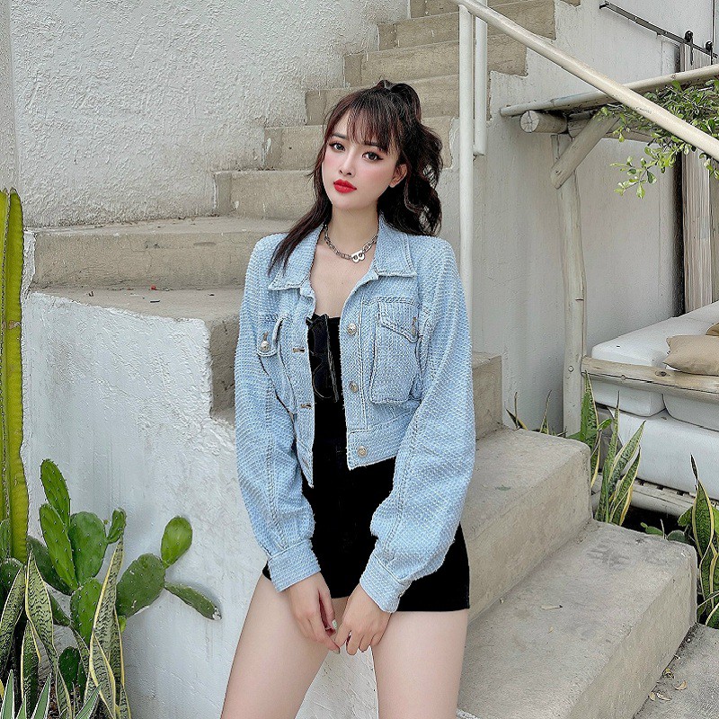 Áo khoác jeans xanh nữ KAYLIN N1498