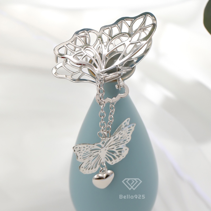 Kẹp càng cua Bella 925 cạp tóc kim loại tua rua hình bướm