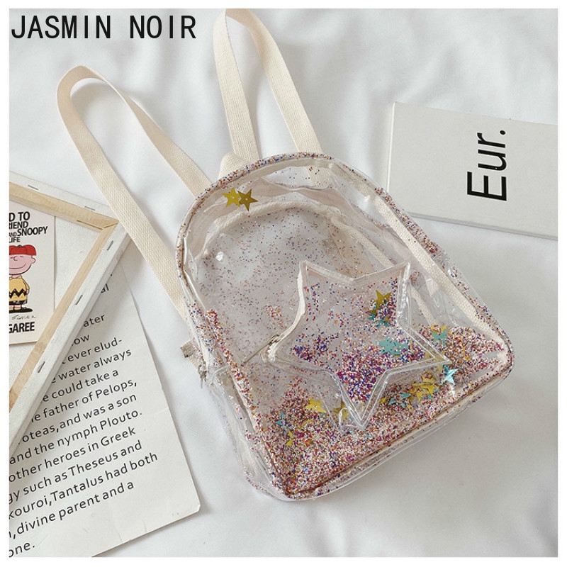 Balo trẻ em JASMIN NOIR có dây xích trong suốt và khóa thời trang