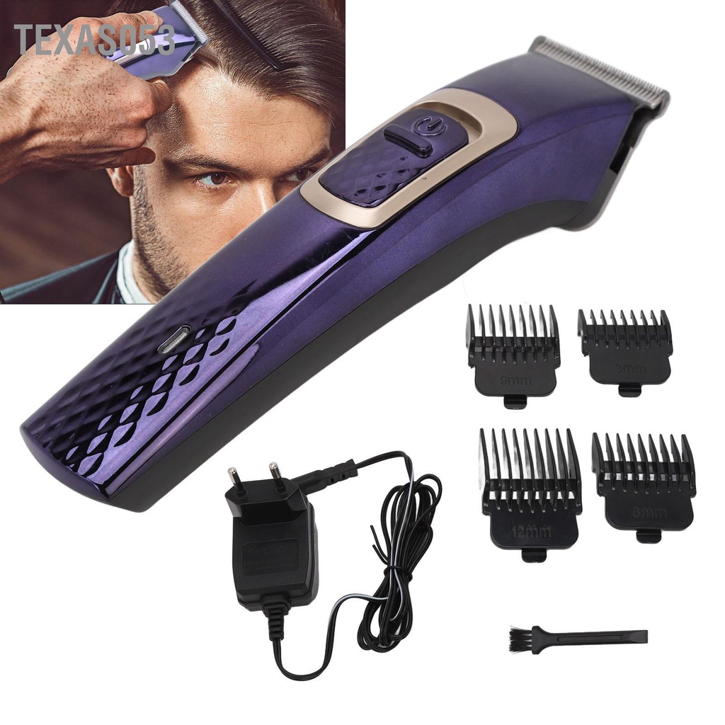 Texas053 Tông đơ điện có thể sạc lại Tiếng ồn thấp cắt tóc chuyên nghiệp hướng dẫn điều chỉnh Lược kéo EU Plug 220‑240V