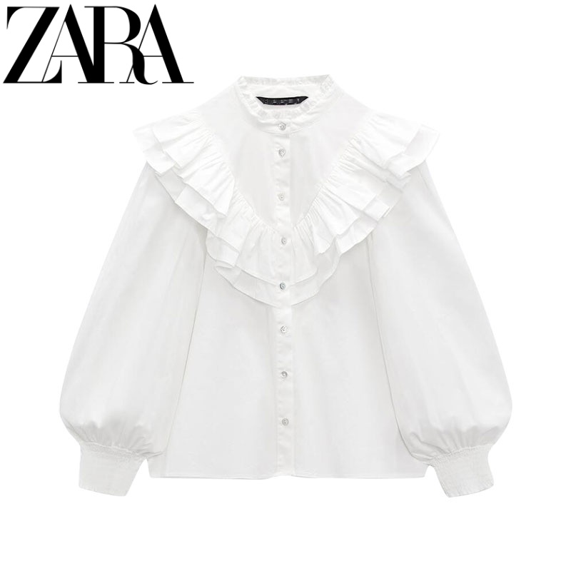 Zara Áo Sơ Mi Tay Dài Cổ Đứng Nhiều Lớp Ngọt Ngào Thời Trang Mùa Thu 4387265