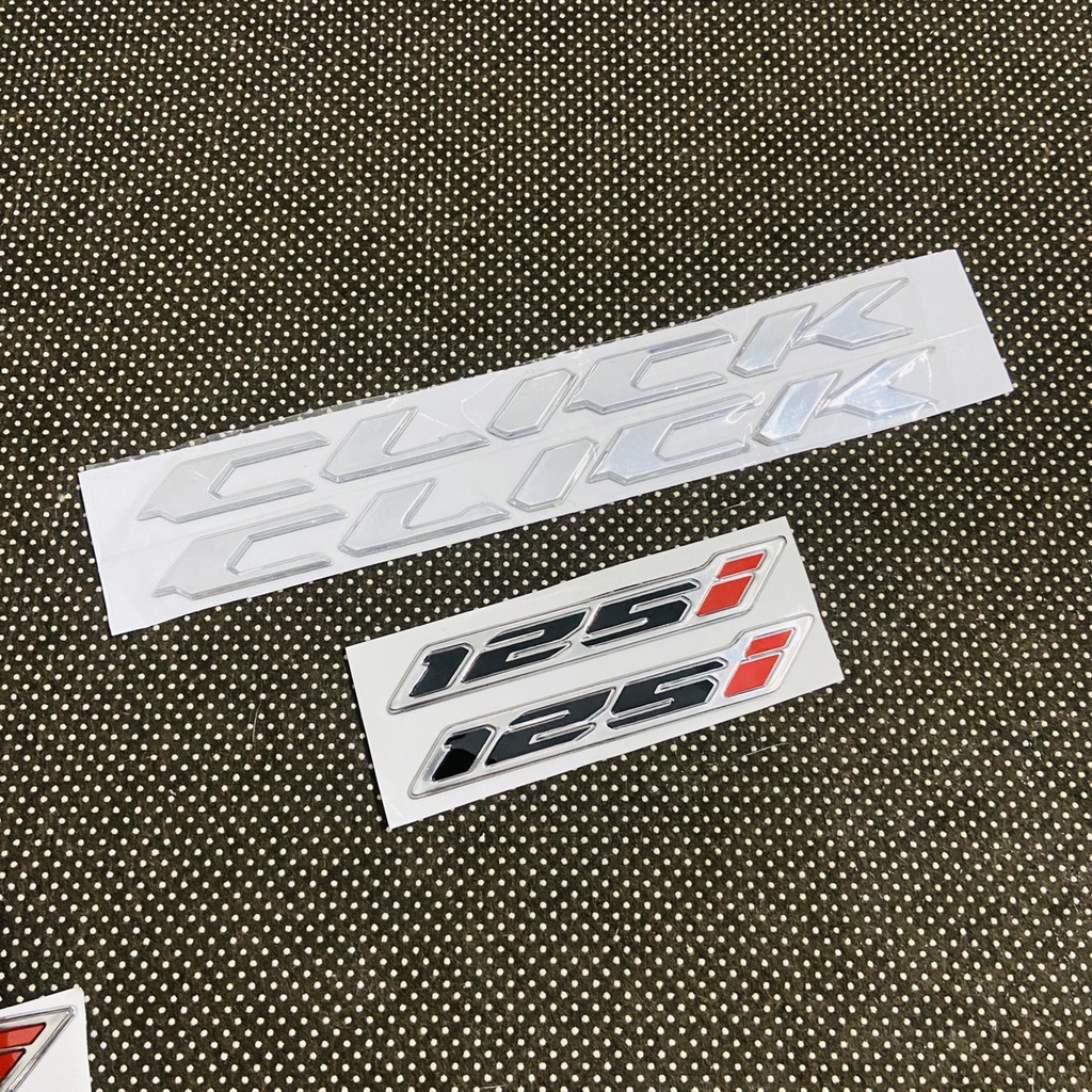 (mới về) COMBO cặp tem chữ nỗi tên xe CLICK và bộ tem số nỗi 125i hoặc 150i chất liệu mủ cứng