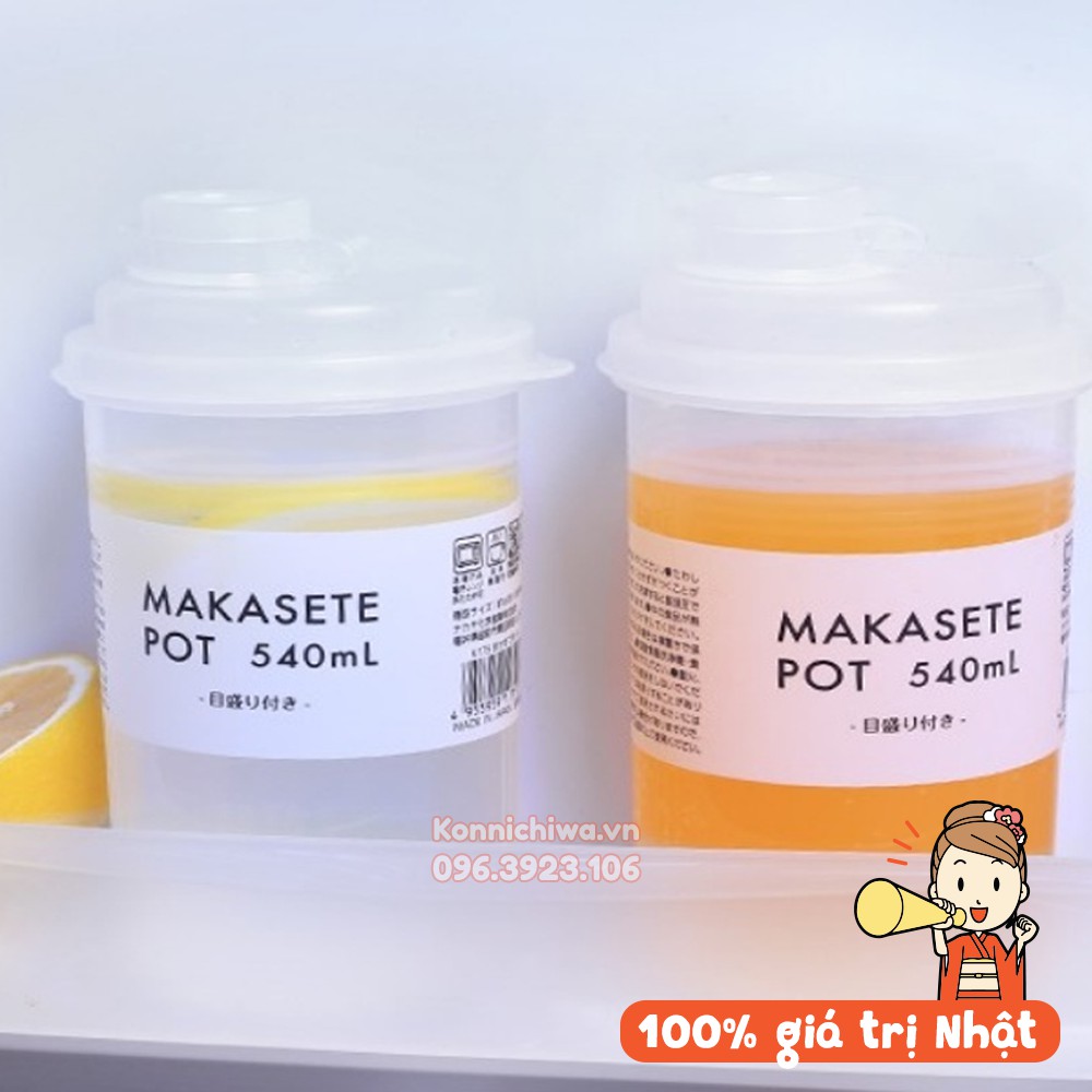 [Made in Japan] Bình nước nắp mềm Makasete Pot 540ml | Bình đựng nước chịu nhiệt, dáng thể thao, tiện mang theo