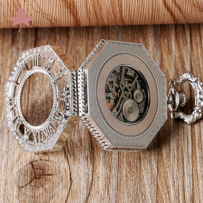 Đồng hồ bỏ túi cơ học thiết kế hình bát giác cổ điển độc đáo sang trọng