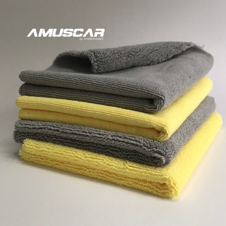 Khăn lau xe chuyên dụng PILE LF AMUSCAR 100% Microfiber lau ghế da không viền mềm mịn không bụi vải