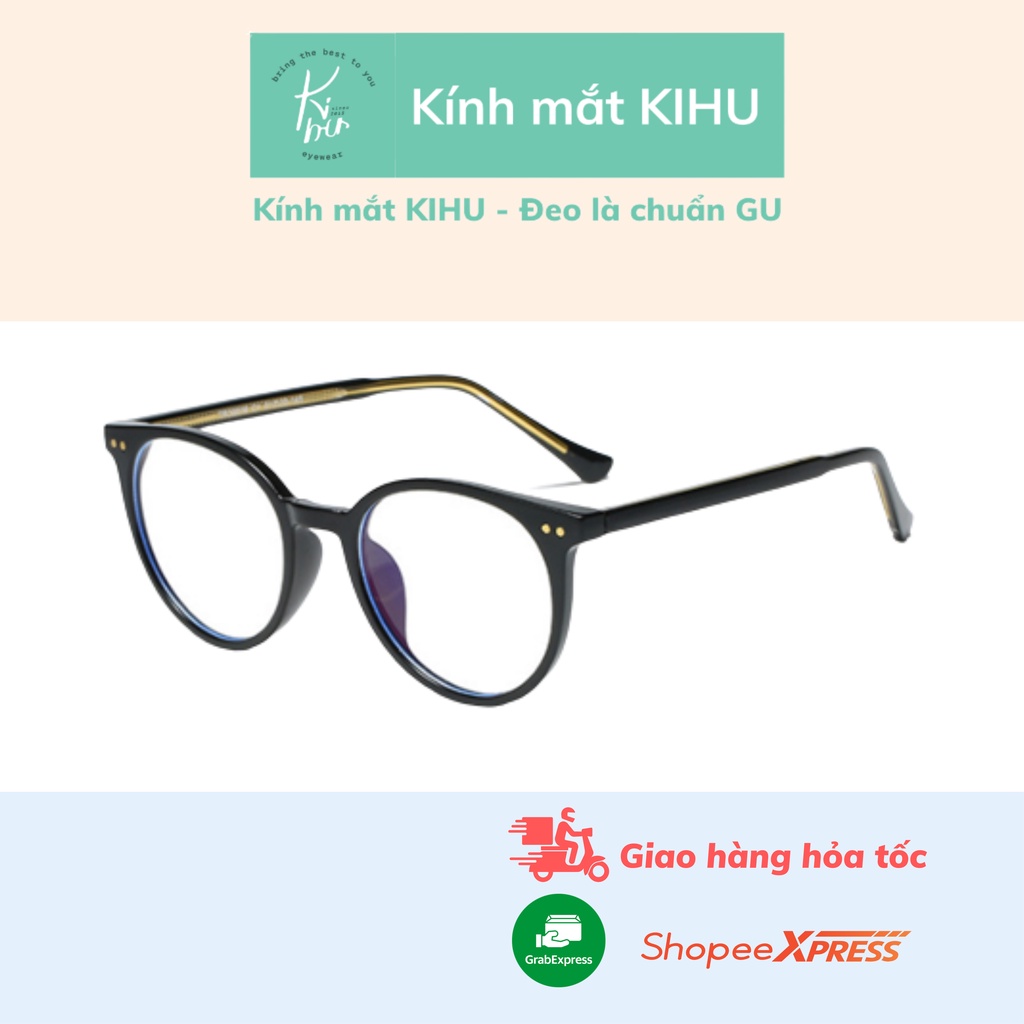 Gọng kính mắt nhựa tròn chống ánh sáng xanh càng kim loại - Phụ kiện thời trang nam nữ cao cấp Kihu Eyewear 30039