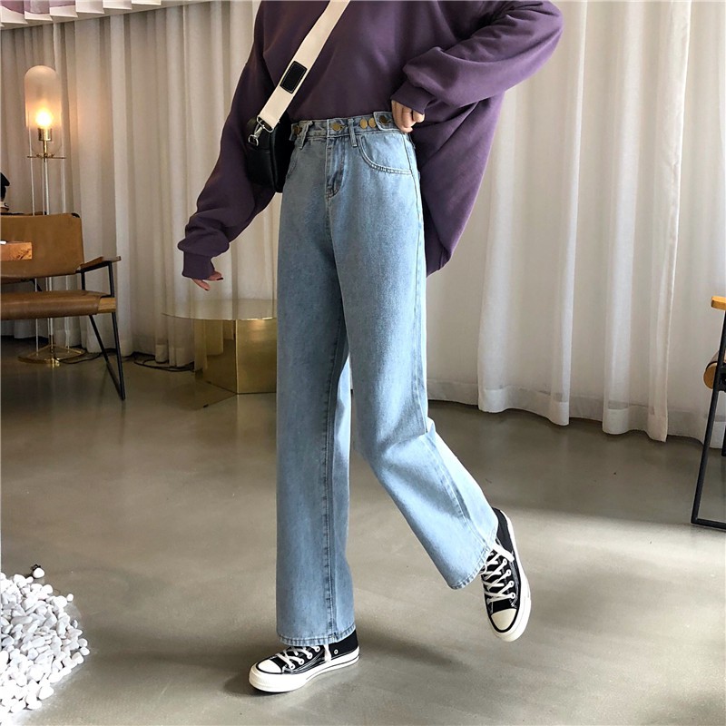[Size M,L] Quần jeans nữ ống rộng Ulzzang Quảng Châu QDJ78