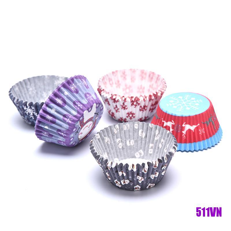 Set 125 Cốc Giấy Làm Bánh Cupcake Phong Cách Giáng Sinh