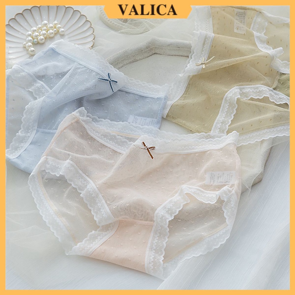 Quần lót nữ chấm bi - Quần lót ren cao cấp mỏng nhẹ siêu xinh thoáng mát VALICA L1021