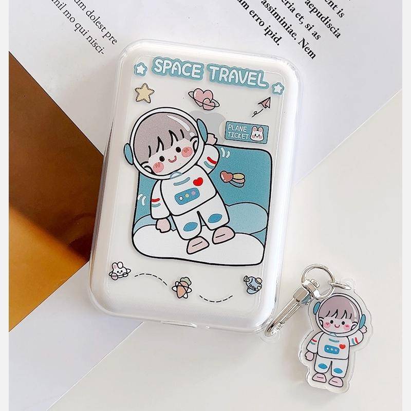 Ốp Bảo Vệ Hộp Sạc Tai Nghe Không Dây Thiết Kế Trong Suốt Họa Tiết Hoạt Hình Cho Power Bank Magsafe