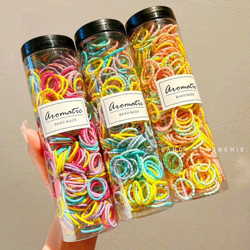Set 300 Dây Buộc Tóc Co Giãn Nhiều Màu Sắc Cho Bé Gái