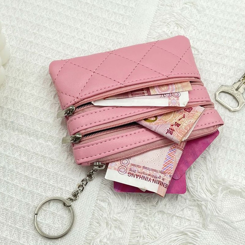 Ví Ngắn Siêu Mỏng Mềm Mại Nhiều Ngăn Đựng Thẻ Phối Khóa Kéo Cho Nữ