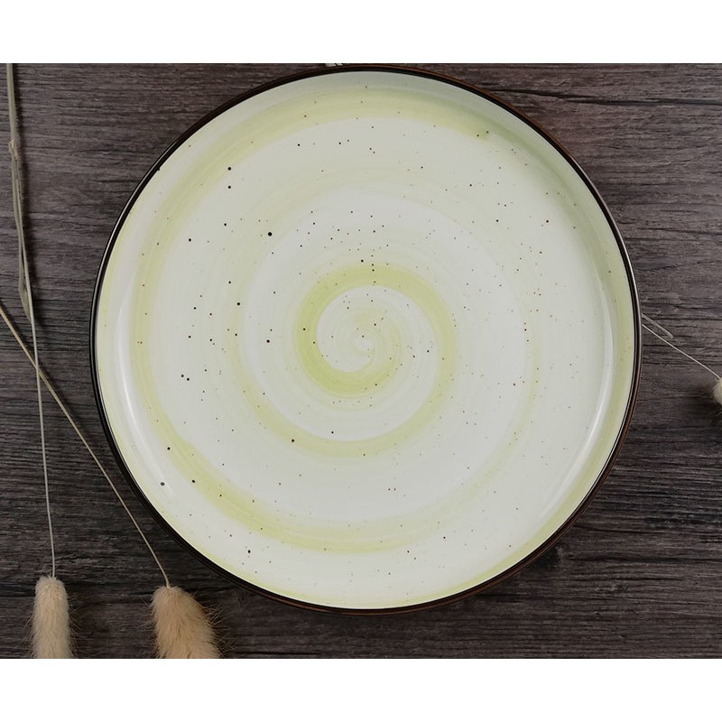 Đĩa sứ tròn, đĩa decor màu xanh lá size 6" - 15cm - SỨ CAO CẤP