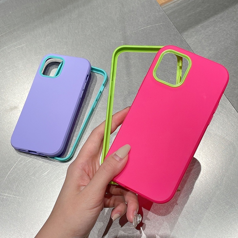 Ốp Điện Thoại Silicon Dẻo Màu Sắc Ngọt Ngào Chống Sốc 3 Trong 1 Cho iPhone 11 12 13 Pro Max X XR XS Max 7 8 Plus SE 2020