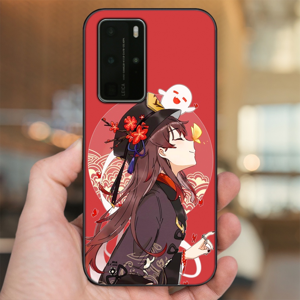 Ốp lưng Huawei P40 Pro viền đen in hình Hutao Genshin Impact