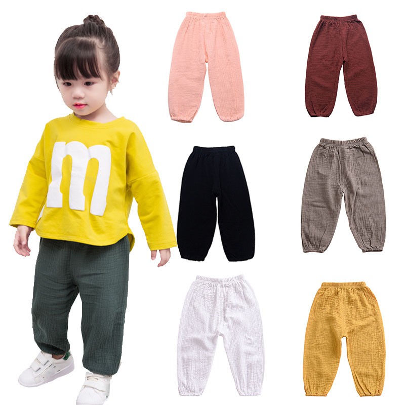 Quần dài cotton màu trơn thời trang dành cho bé