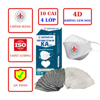 10 cái khẩu trang y tế 4D Khánh An KA99 ngăn vi khuẩn virus 99% ôm sát khuôn mặt không lem son và rất dễ thở