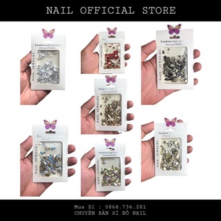 Đá chân bằng nail đủ màu đỏ , trắng , đen , trà , ab gói mix 100 viên