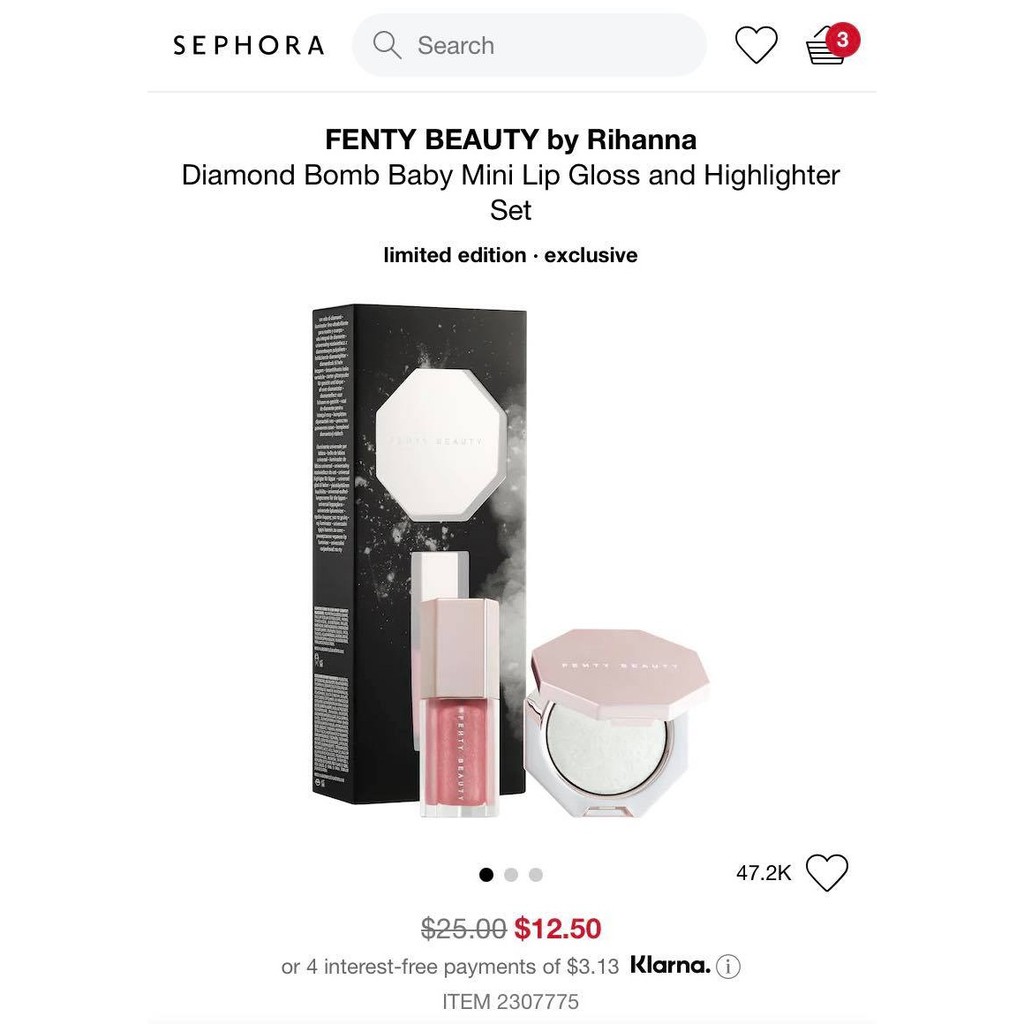 FENTY BEAUTY by Rihanna 🔥 Bộ son và phấn bắt sáng Diamond Bomb Baby Mini Lip Gloss and Highlighter Set