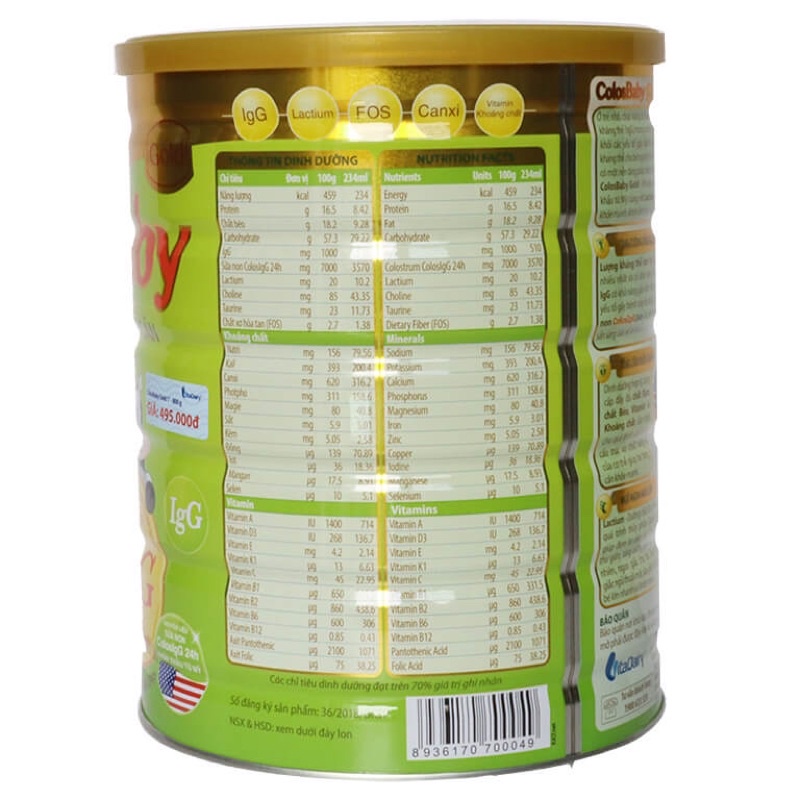 Sữa Colosbaby Gold 1+ 800gr Date 2025