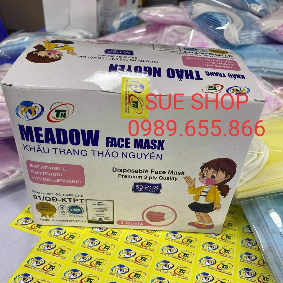 Hộp 50 cái khẩu trang y tế trẻ em Thảo Nguyên (Hàng chính hãng)