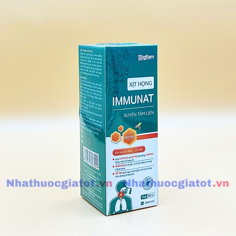 Xịt Họng Thảo Dược Xuyên Tâm Liên IMMUNAT BIGFAM Hỗ Trợ Giảm Đau Họng Ho Khàn Tiếng