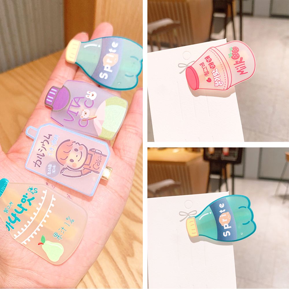 Kẹp tóc hình chai nước trái cây hoạt hình đáng yêu thanh lịch cho nữ