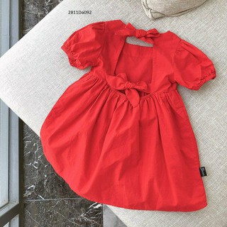Đầm đỏ bé gái thắt nơ lưng đáng iu (11-23 kg)