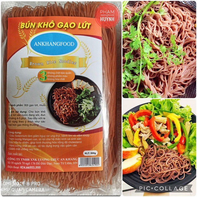 Bún gạo lứt, bún khô gạo lức An Khang 500gr, eat clean