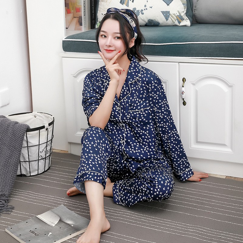 Bộ Đồ Ngủ Dài Tay In Họa Tiết Xinh Xắn Cho Nữ