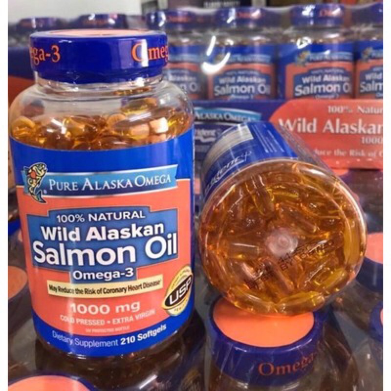 🐬🦖 Viên dầu cá hồi Pure Alaska Omega Wild Alaskan Salmon Oil Omega-3 1000mg 210 viên của Mỹ