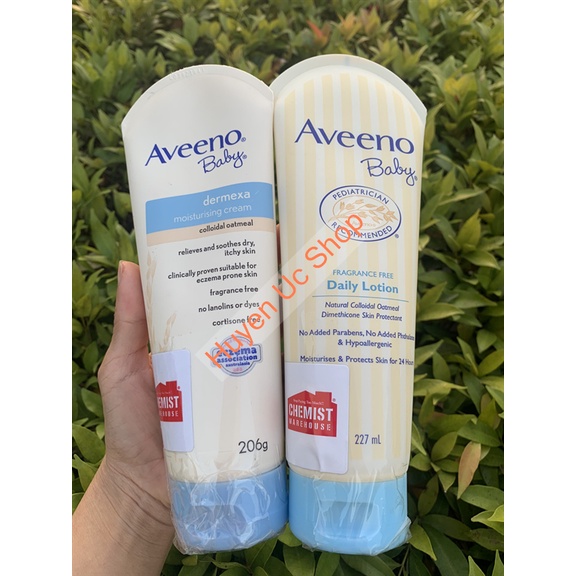Kem Dưỡng ẩm và Sữa tắm Aveeno Baby cho bé Daily lotion (da thường) và Eczema (Dermexa) cho da bị chàm chuẩn Úc đủ bill