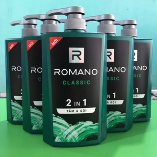 Sữa tắm và gội 2in1 romano classic 650g, hương nước hoa.