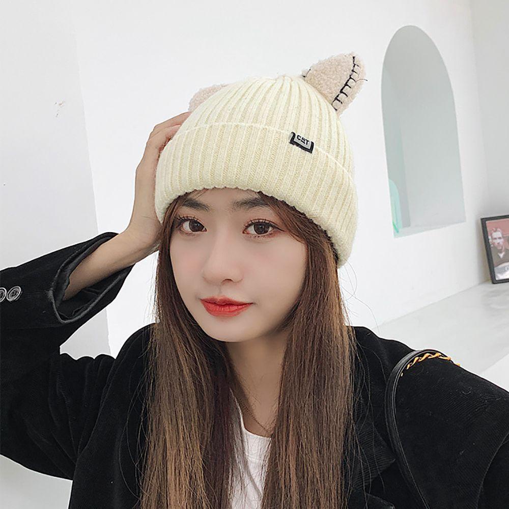 Mũ Beanie Tai Mèo Dễ Thương Thời Trang Mùa Đông Cho Nam Và Nữ