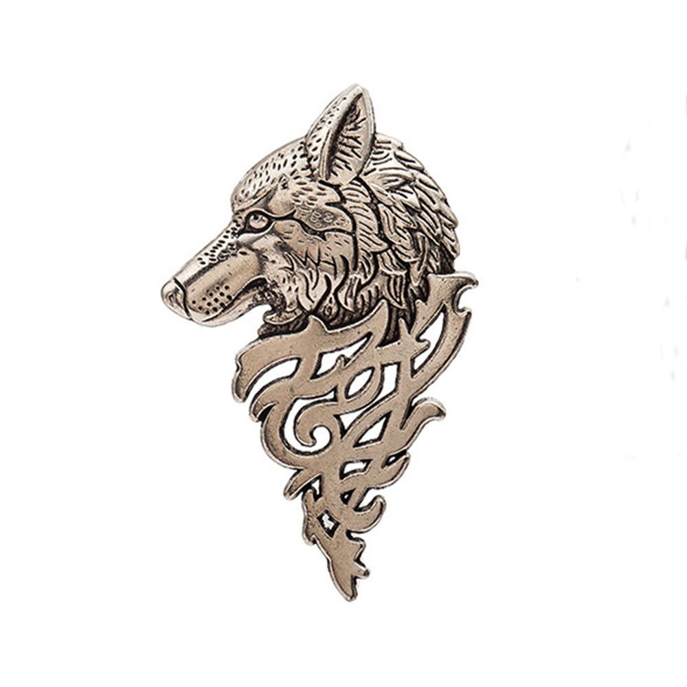 MARTIN1 Gift Brooch Nordic Wolf Head Lapel Pin Viking Women Stick Men Metal Lovely Badge/Multicolor