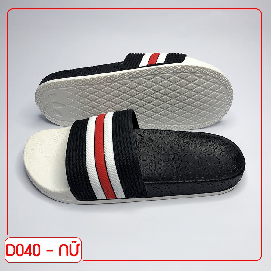 Dép quai ngang nữ adidas TRẮNG ĐEN SỌC ĐỎ