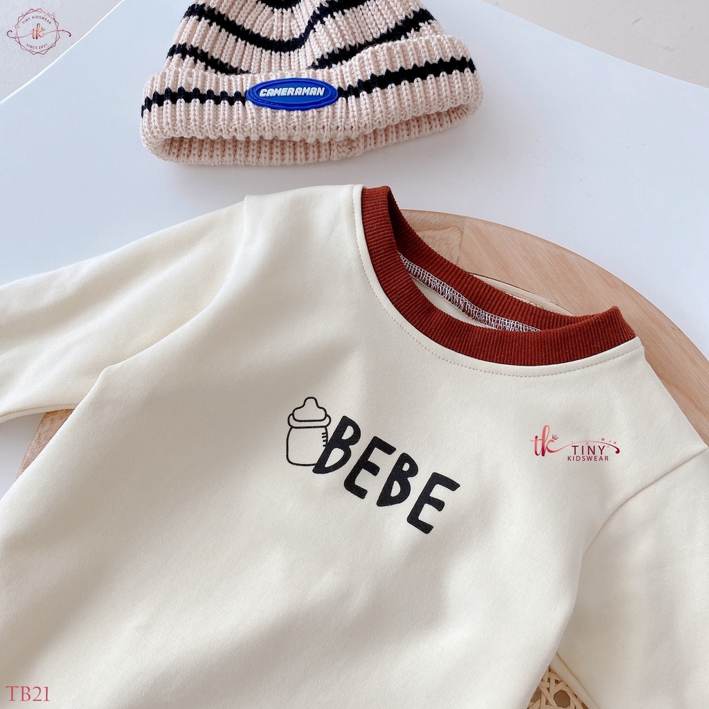 Bodysuit áo liền quần dài tay thu đông BEBE viền nâu cho bé trai từ 6-12kg [TB19]