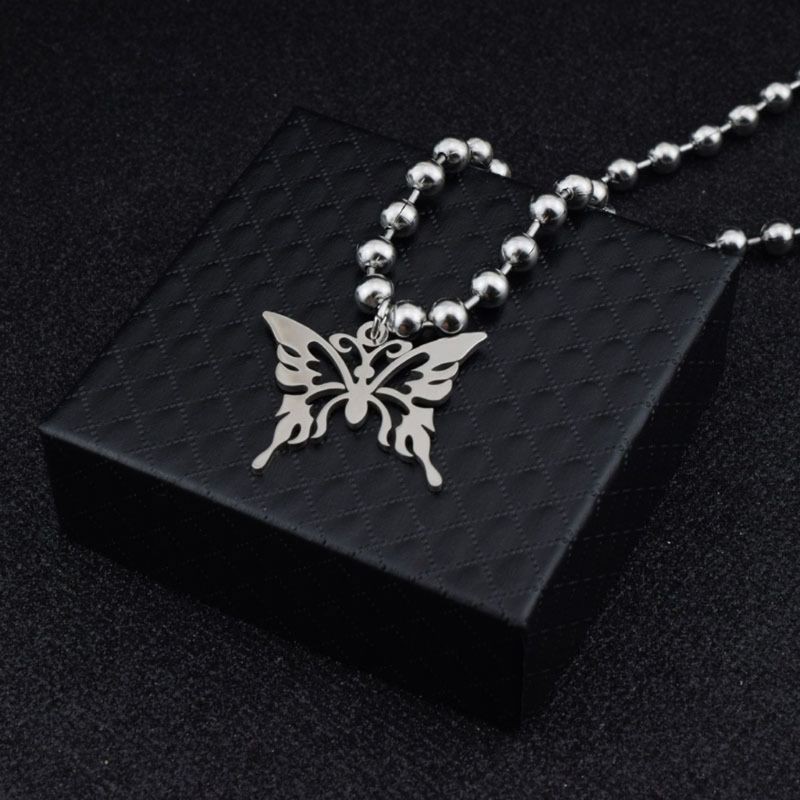 Dây Chuyền Mặt Hình Bướm Bằng Thép Không Gỉ Unisex