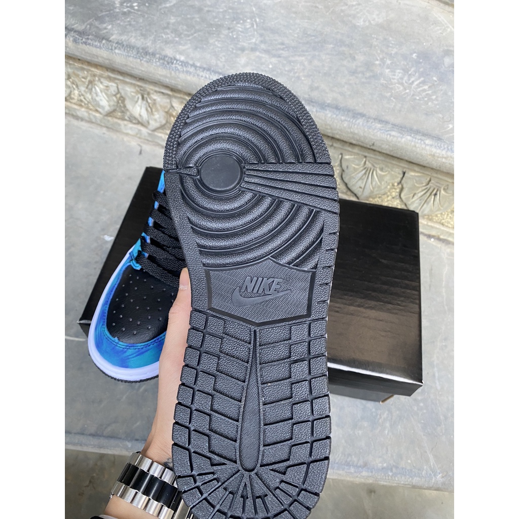 Giày thể thao Jordan cổ thấp xanh loang nước biển, giày sneaker JD1 low Tie Dye nam nữ đầy đủ bill box | BigBuy360 - bigbuy360.vn