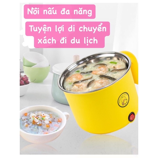 nồi lẩu đa năng mini kèm xửng hấp 2 món con vịt vàng