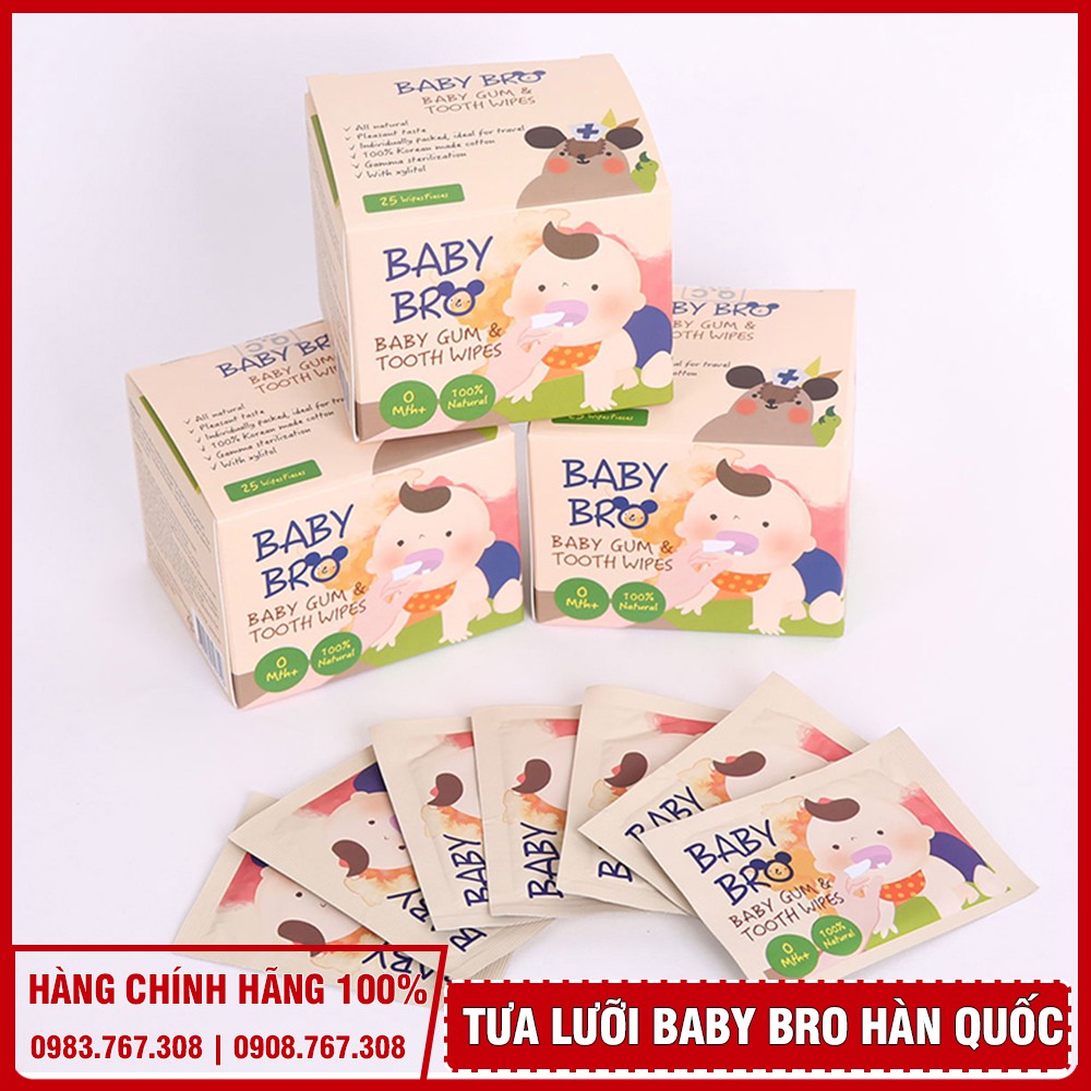 [HỘP 20 MIẾNG] Tưa Lưỡi Hàn Quốc Baby Bro - Gạc vệ sinh răng miệng trẻ em Baby Bro