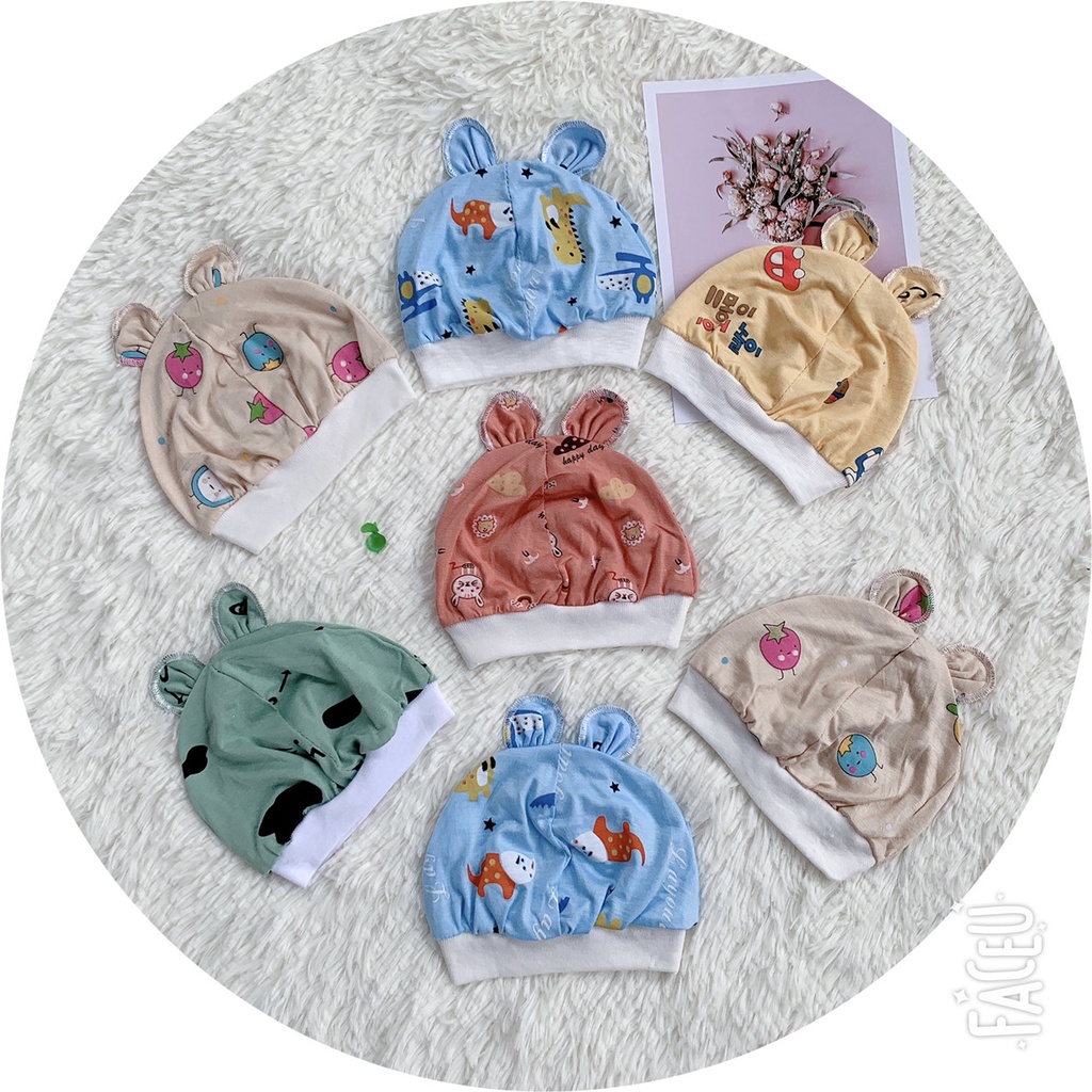 (1 chiếc) Mũ sơ sinh cotton cho bé nhiều mẫu (Hàng Việt Nam)
