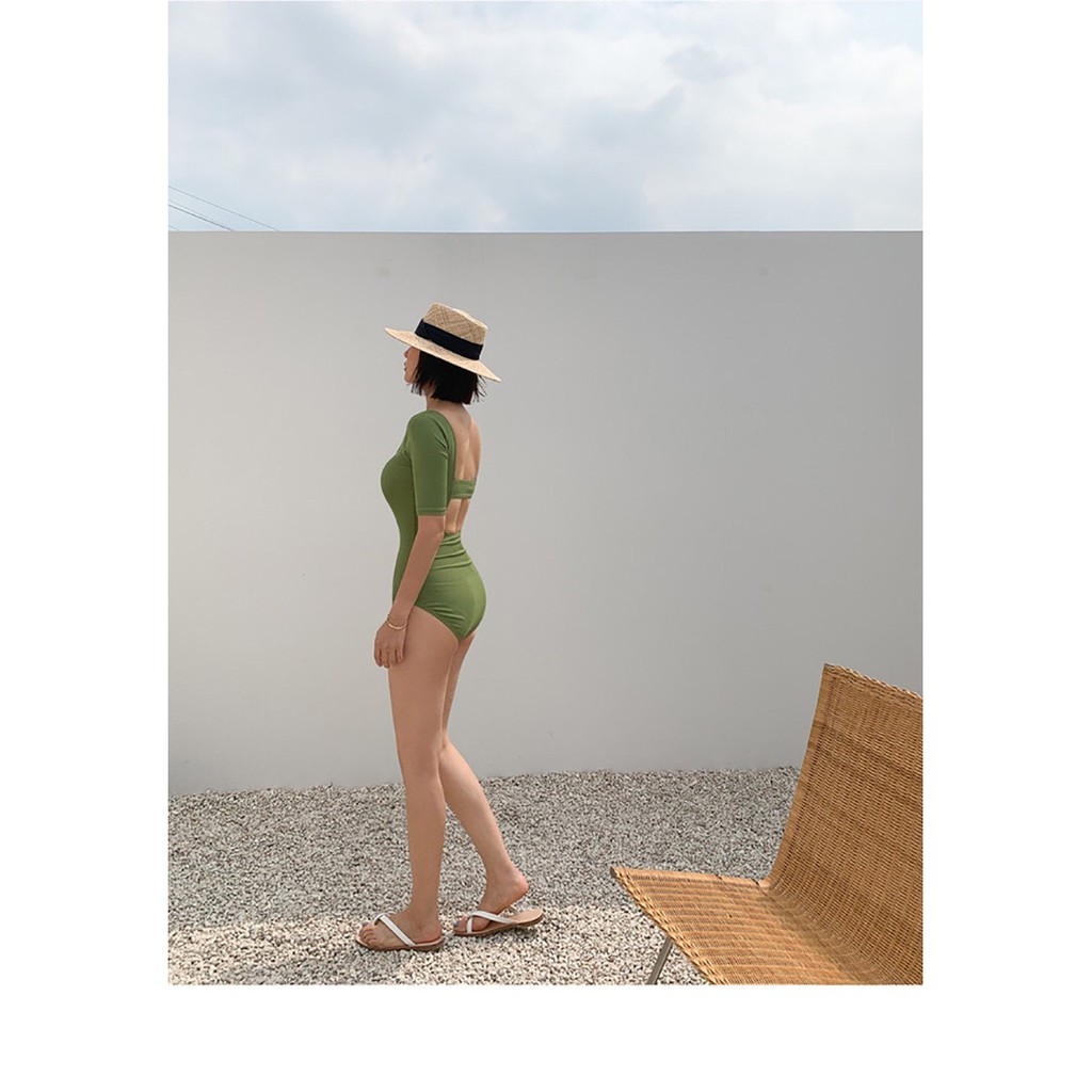 Bikini tắm biển một mảnh trơn màu, tay lỡ 2323 | BigBuy360 - bigbuy360.vn