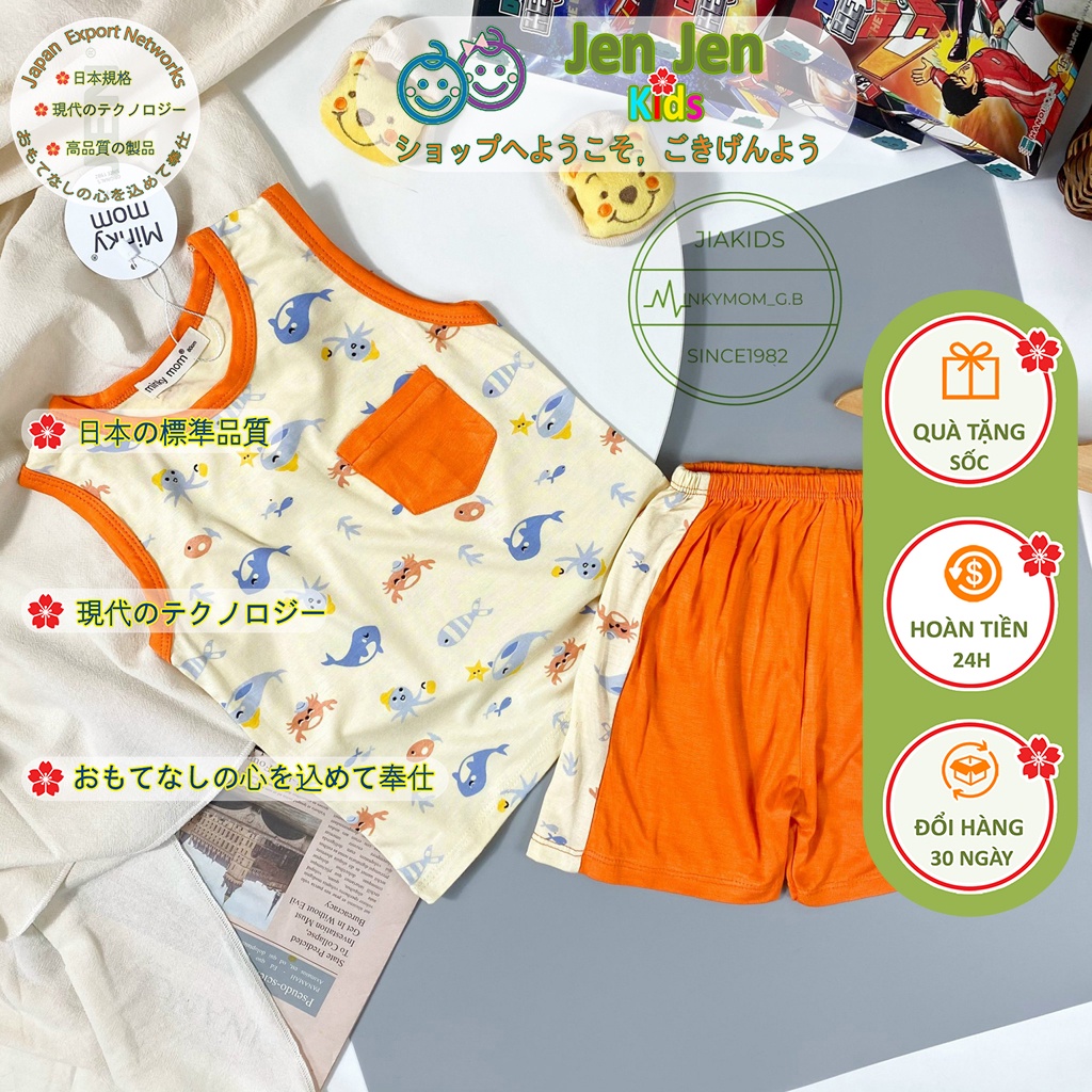 Bộ Quần Áo Ba Lỗ cho Bé 9-27kg, Minky Mom, Thun Lạnh, Mềm, Mịn, Mát, In Hình Ngộ Nghĩnh, BL-IN21