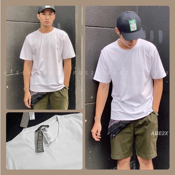 3 MÀU ÁO THUN TRƠN SIÊU HOT TRĂNG, ĐEN, XÁM chính hãng AGE2X chất thun cotton 4 chiều,dầy mềm,hút mồ hôi tốt,khô nhanh