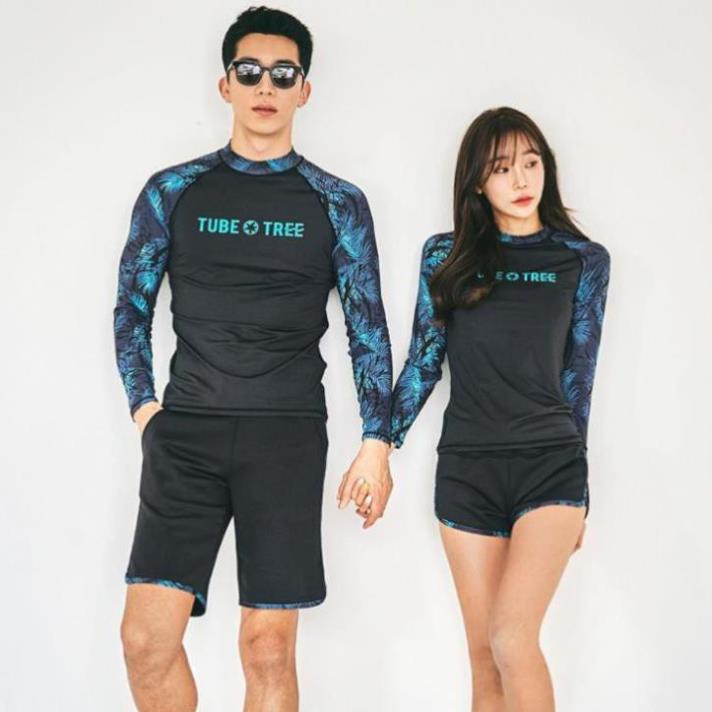 (Có sẵn, video) Đồ bơi cặp đôi dài tay nam nữ phong cách Hàn Quốc, bộ bơi chống nắng học bơi new  ྇ '  ྇