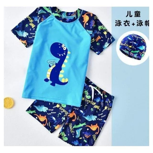 ♛Bộ Đồ Bơi Họa Tiết Khủng Long Hoạt Hình Dễ Thương Cho Bé Trai