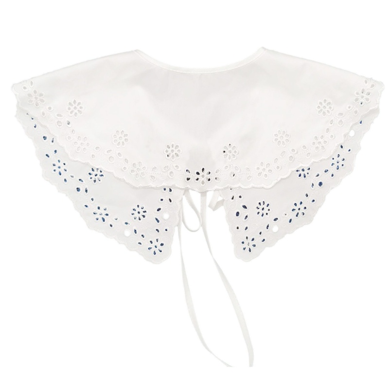 Han Khăn Choàng Cổ Giả Thêu Hoa Cúc Rỗng Buộc Dây Có Thể Tháo Rời Tinh Tế Cho Nữ